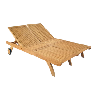 Design Warehouse - Teak Double Sun Lounger 42147699360043- cc