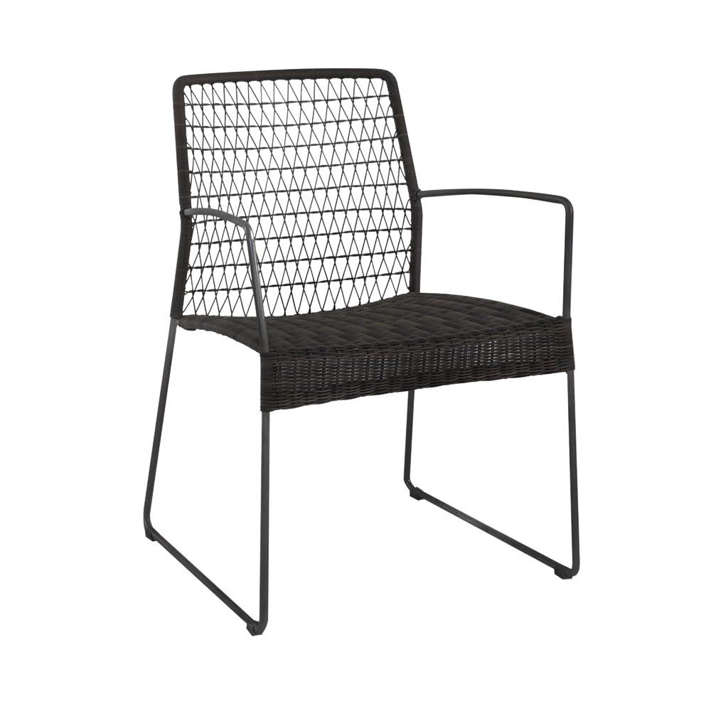 Design Warehouse - 125575 - Edge Wicker Dining Arm Chair  - Black cc