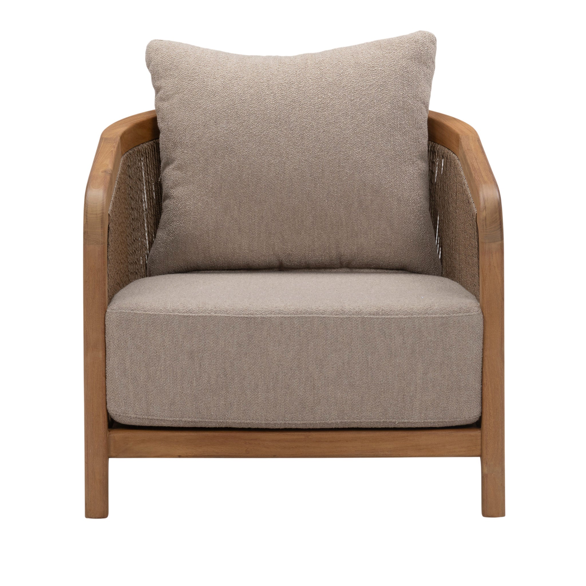 Front view of Fiorella Lounge Chair showing weather-resistant cushions
