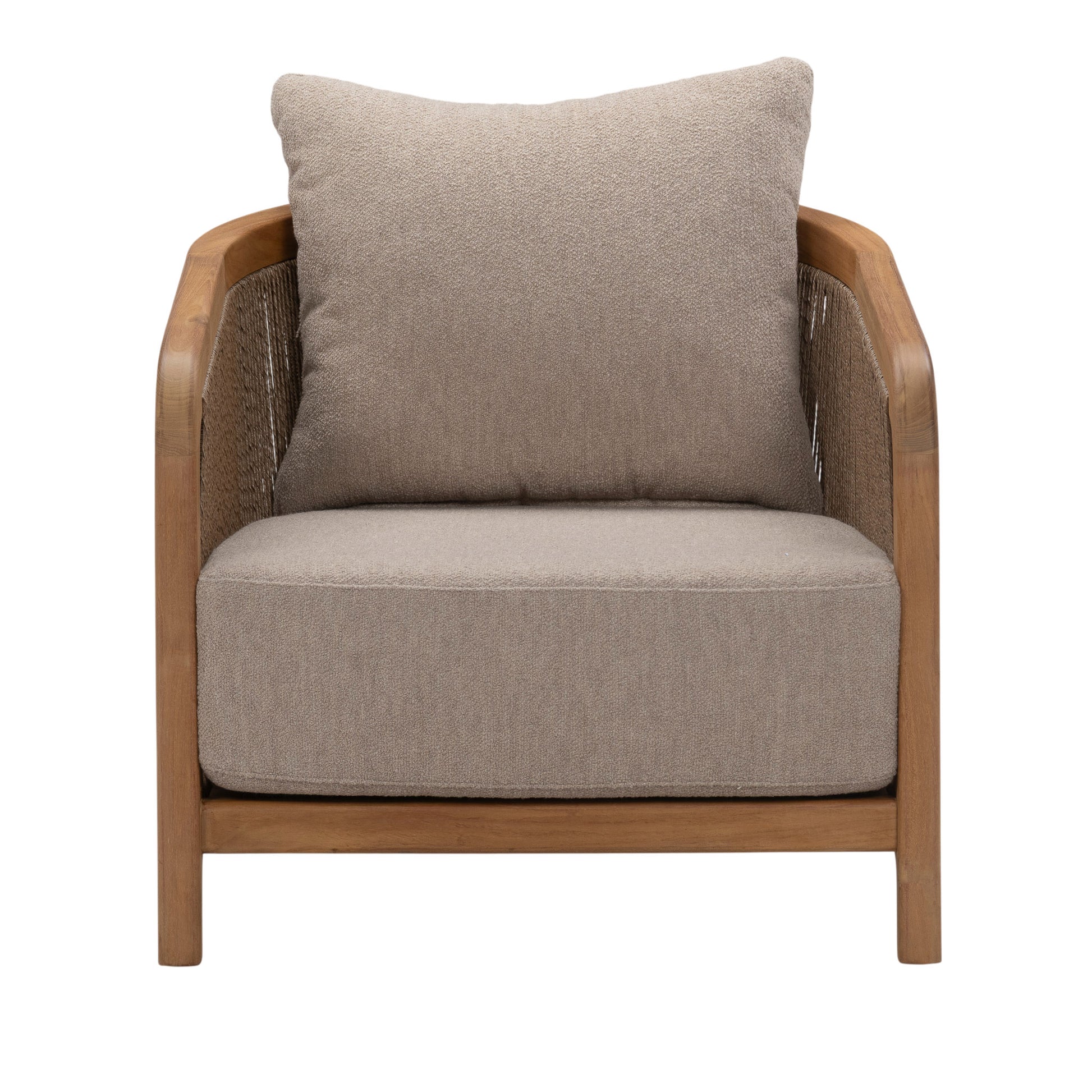 Front view of Fiorella Lounge Chair showing weather-resistant cushions