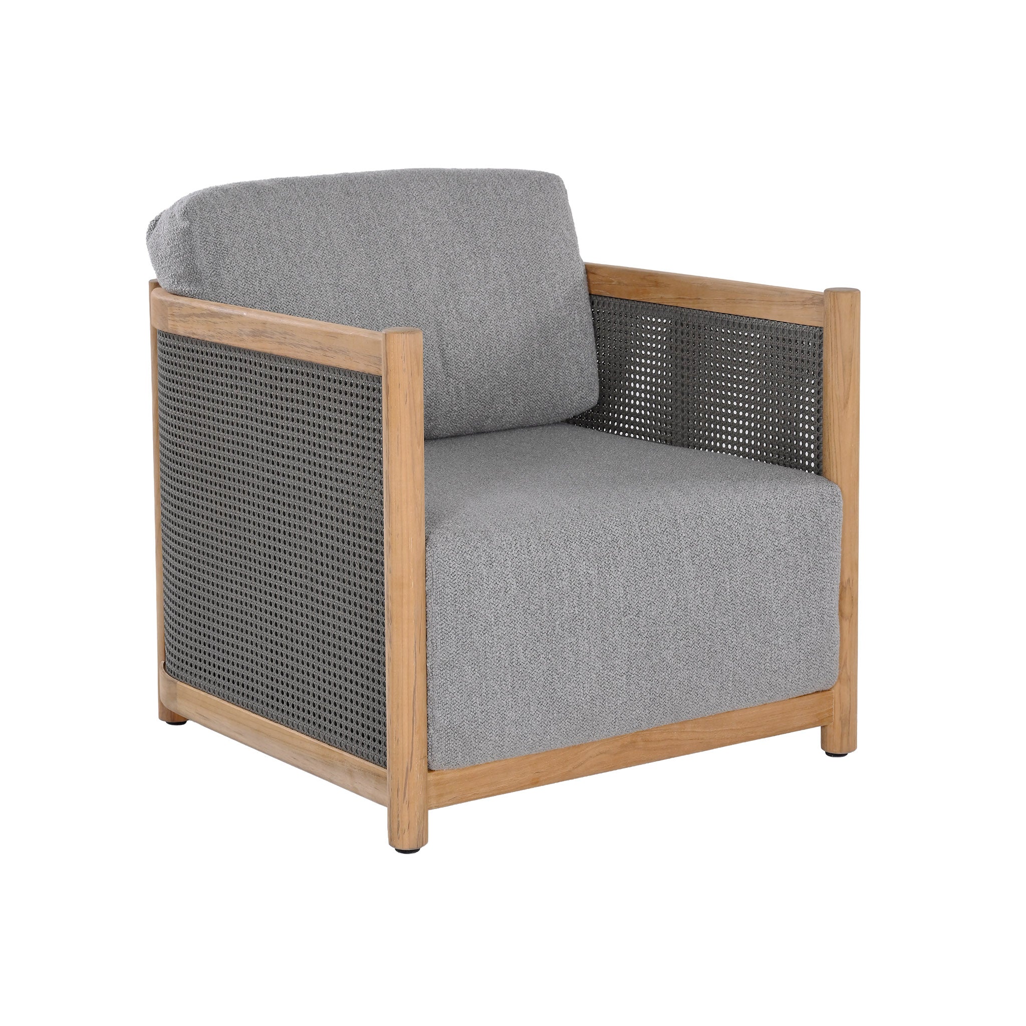 Florida Outdoor Teak and Cane Weave Lounge Chair