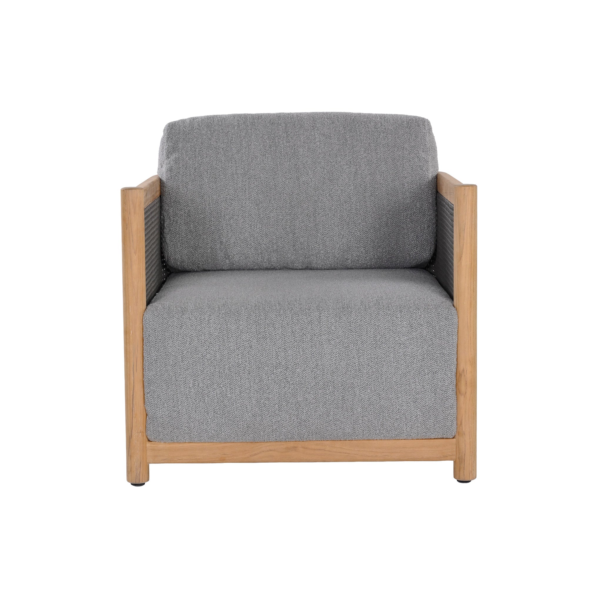 Florida Outdoor Teak and Cane Weave Lounge Chair