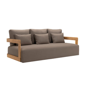 Franco teak 3-seater sofa. Front angle view.