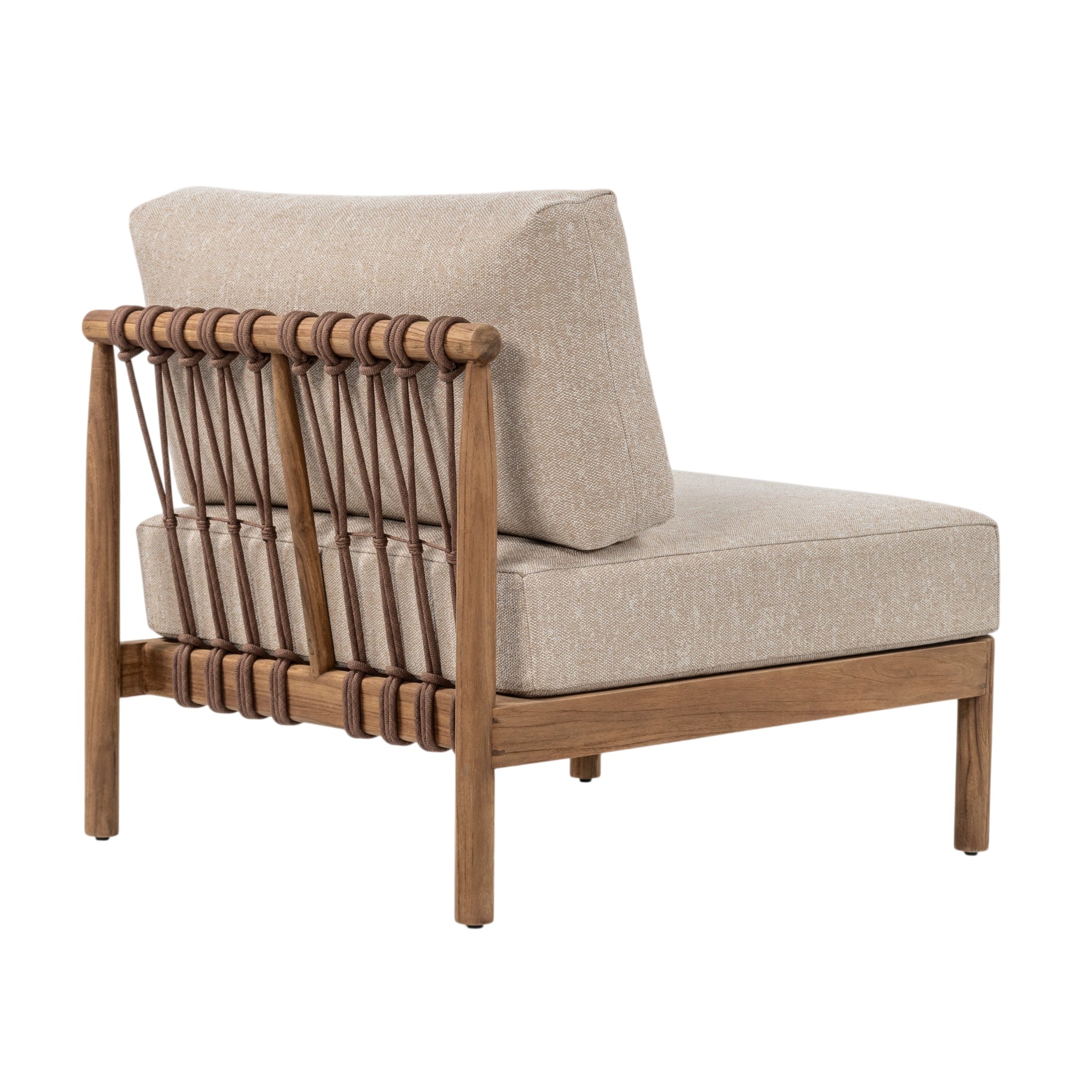 Giovanni modular centre seating with decorative woven rope backrest and teak frame