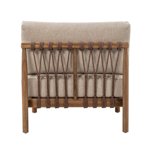Rear view of Giovanni modular centre seat featuring vertical rope weaving and teak detailing