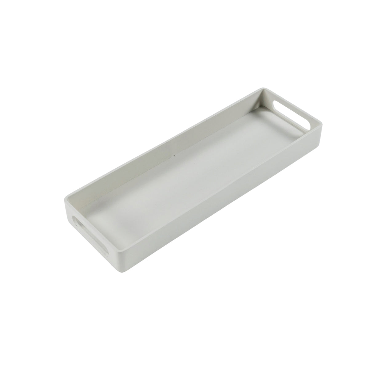 Handi rectangular aluminium serving tray in Linen with raised sides and integrated handles