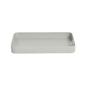 Rectangular gray tray on a white background