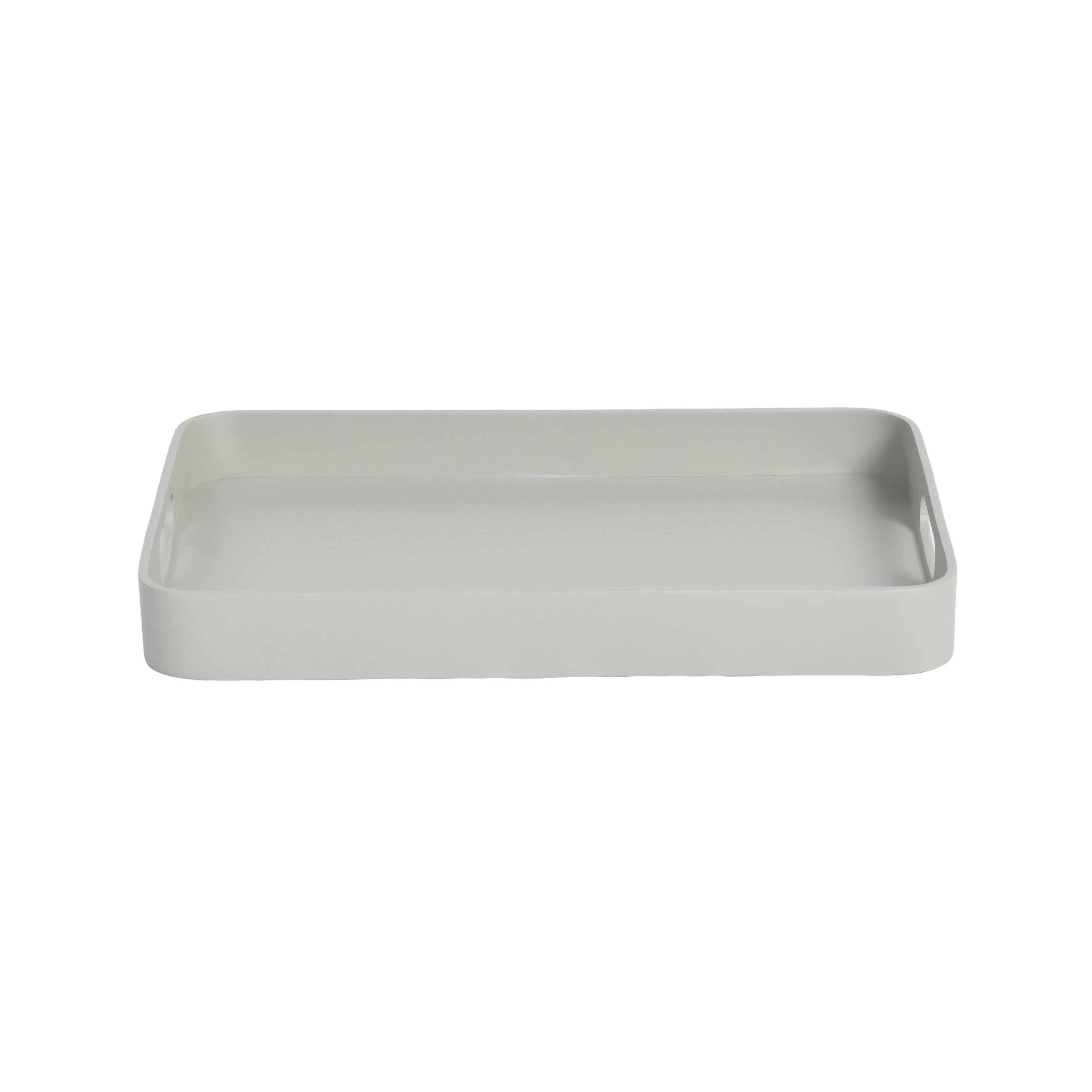 Rectangular gray tray on a white background
