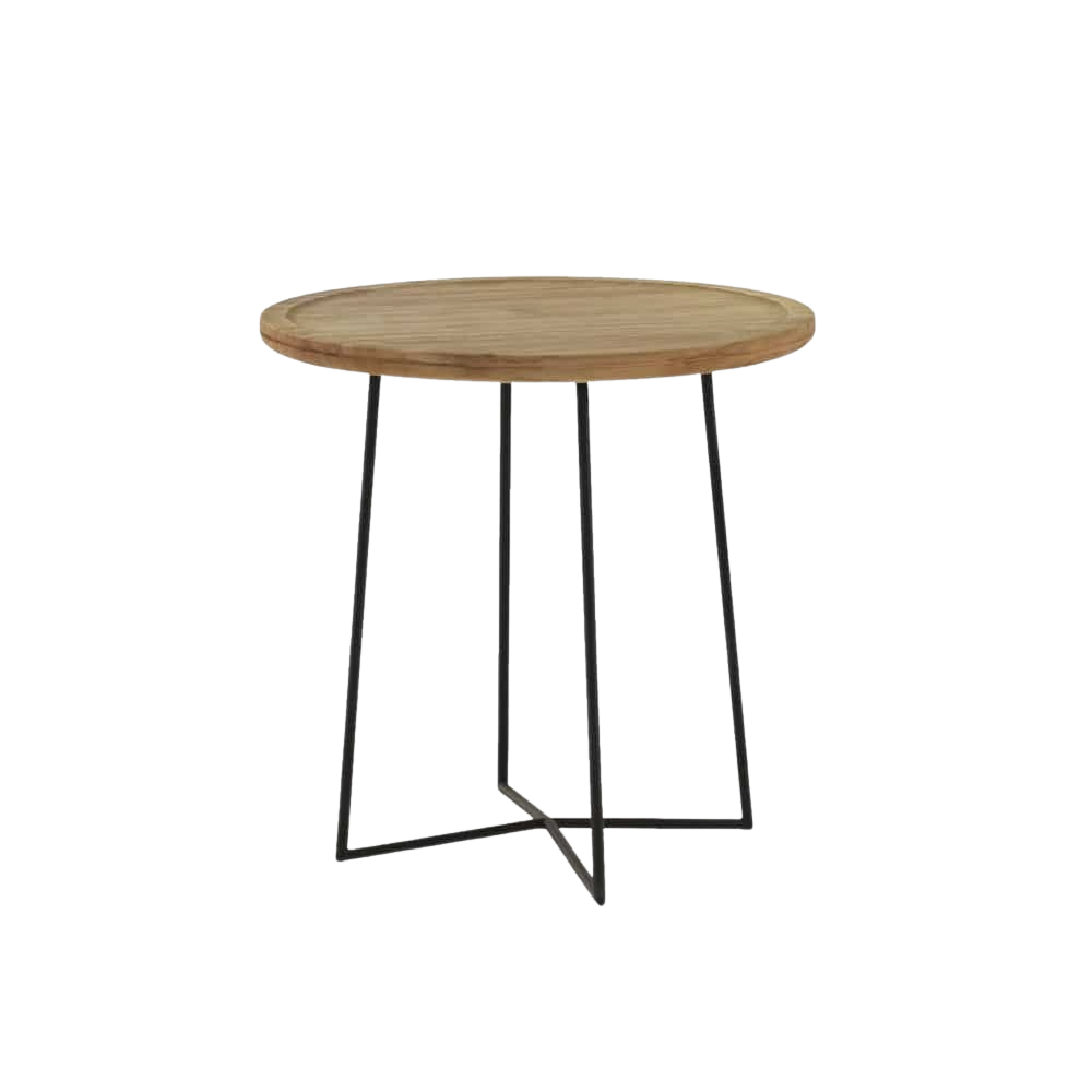 Design Warehouse - Iron Reclaimed Teak Side Table 42211604070699- cc