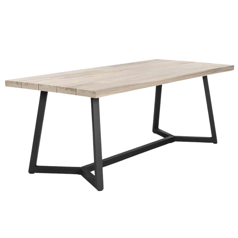 Design Warehouse - 128179 - Jamie Outdoor Teak and Aluminium Dining Table  - L 215 x W 90 x H 73 cm - Black cc