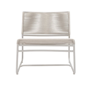 Front view of Komodo Lounge Chair showing low seat and wide backrest in woven rope