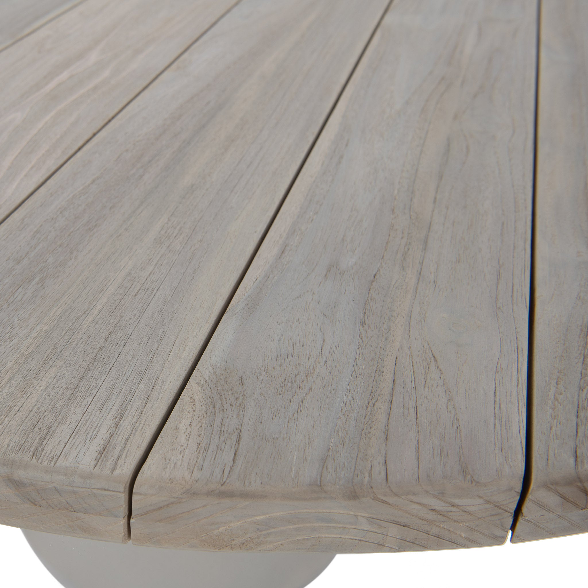 Kyle outdoor teak dining table top closeup