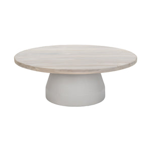 Kyle outdoor round coffee table with teak top and 80 cm in diametre.