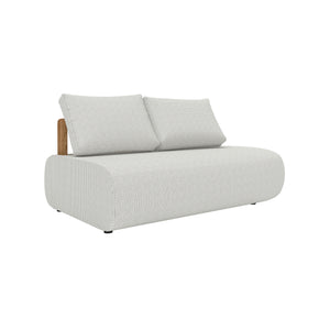 Larvotto modular left 2-seater sofa with teak wood frame and plush weather resistant cushions.