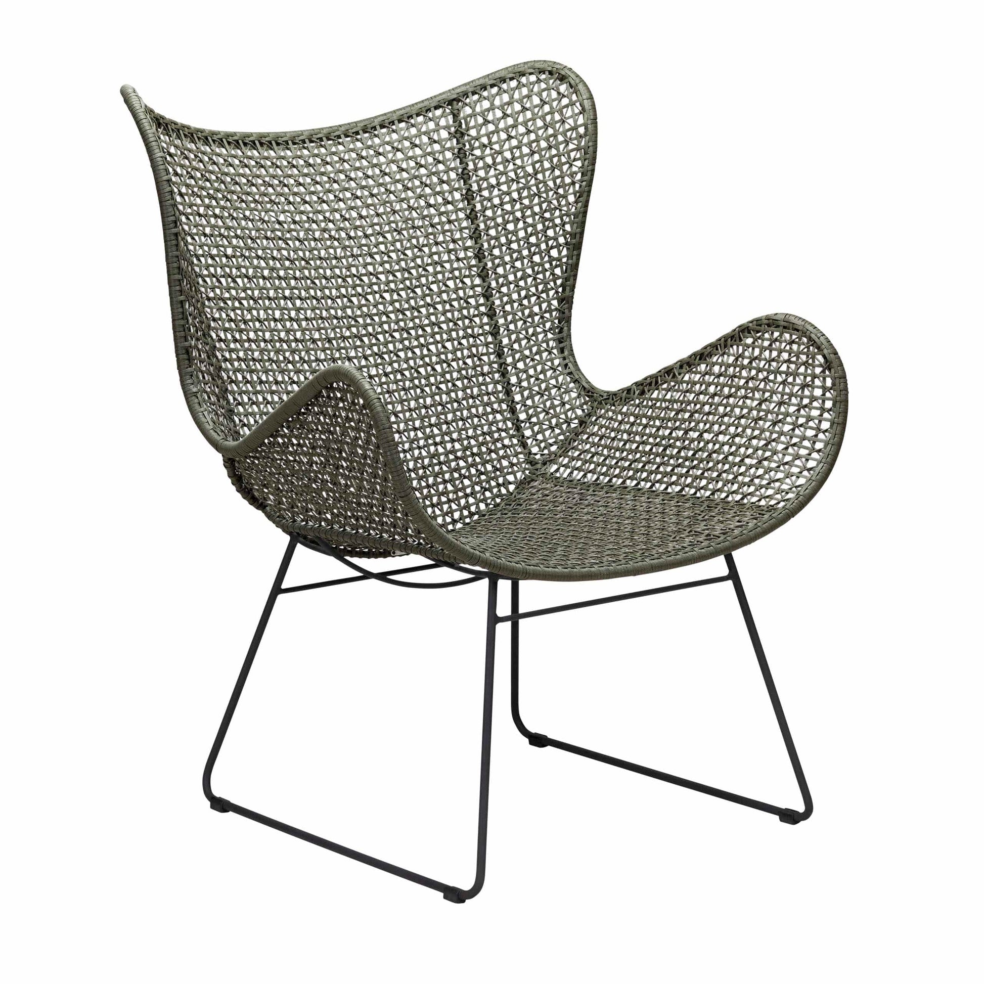 Design Warehouse - 128321 - Lilly Outdoor Wing Chair  - Moss / Graphite