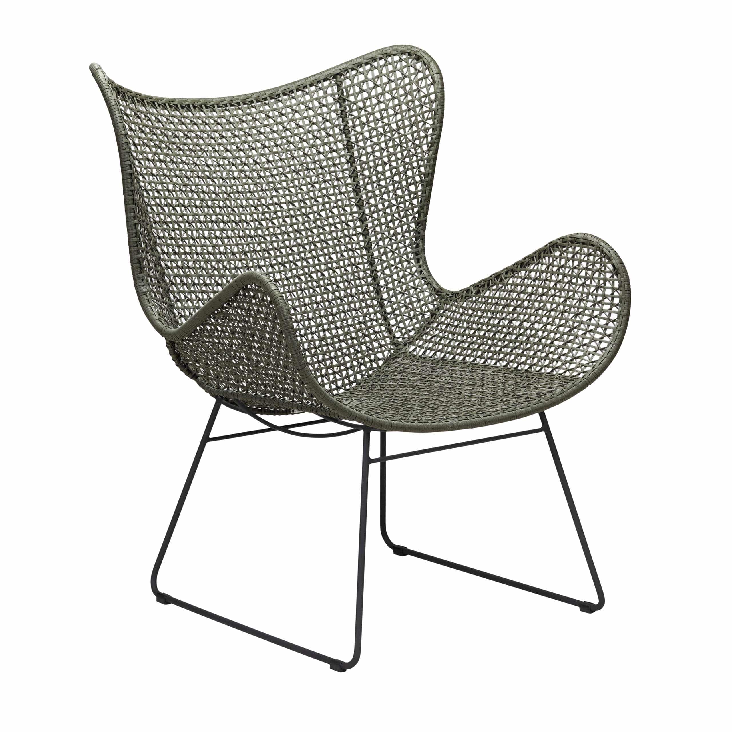 Design Warehouse - 128321 - Lilly Outdoor Wing Chair  - Moss / Graphite
