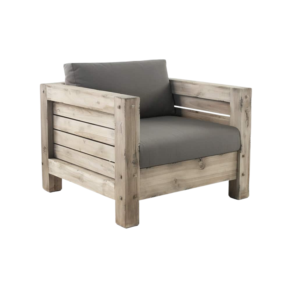 Design Warehouse - Lodge Outdoor Distressed Teak Club Chair 42147110093099- cc