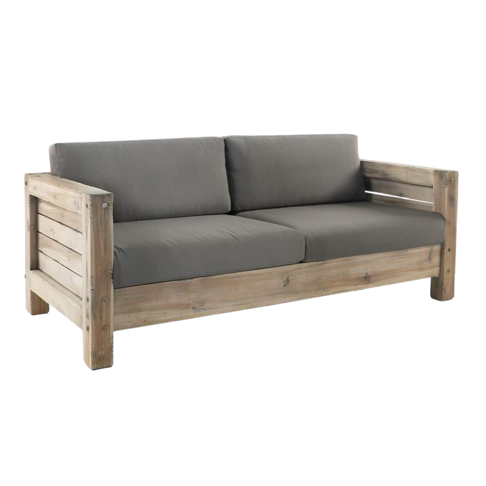 Design Warehouse - Lodge Distressed Teak Outdoor Loveseat 42147107701035- cc