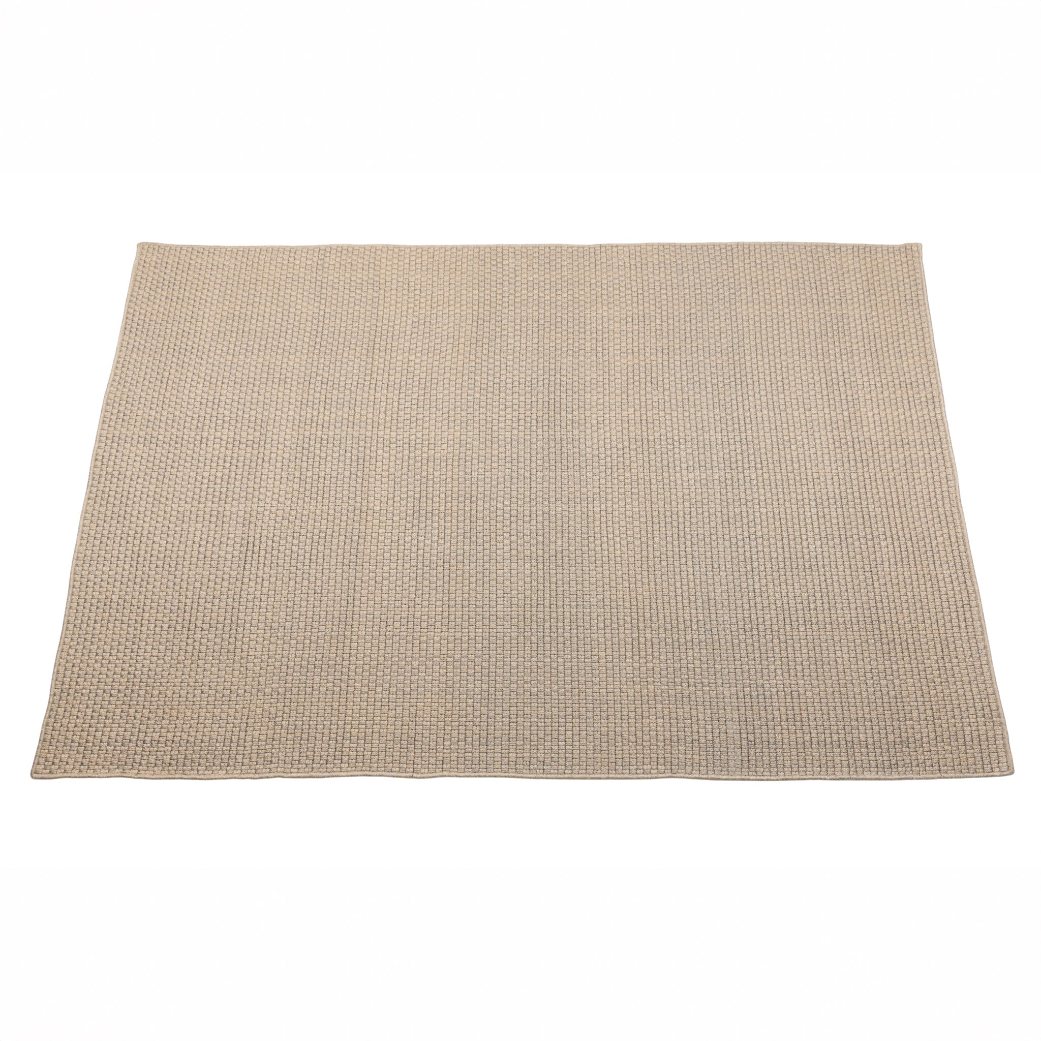 Full view of square Luma outdoor handwoven floor rug.