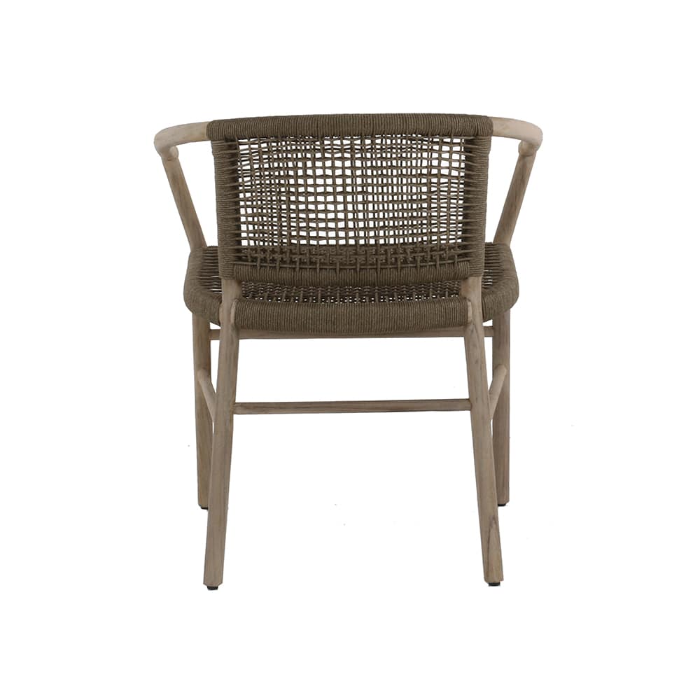 Macintosh Rope and Teak Outdoor Dining Chair - Rear view of this dining armchair.