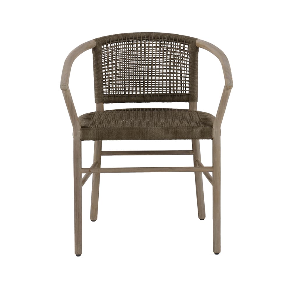 Design Warehouse - 127809 - Macintosh Outdoor Rope and Teak Dining Armchair (Camel)  - Camel