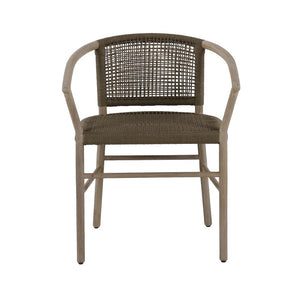 Macintosh Rope and Teak Outdoor Dining Chair - Front view of this dining armchair.