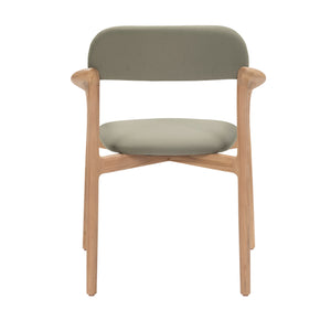 Back view of Marco Outdoor Dining Chair with teak structure and Alga fabric cushions