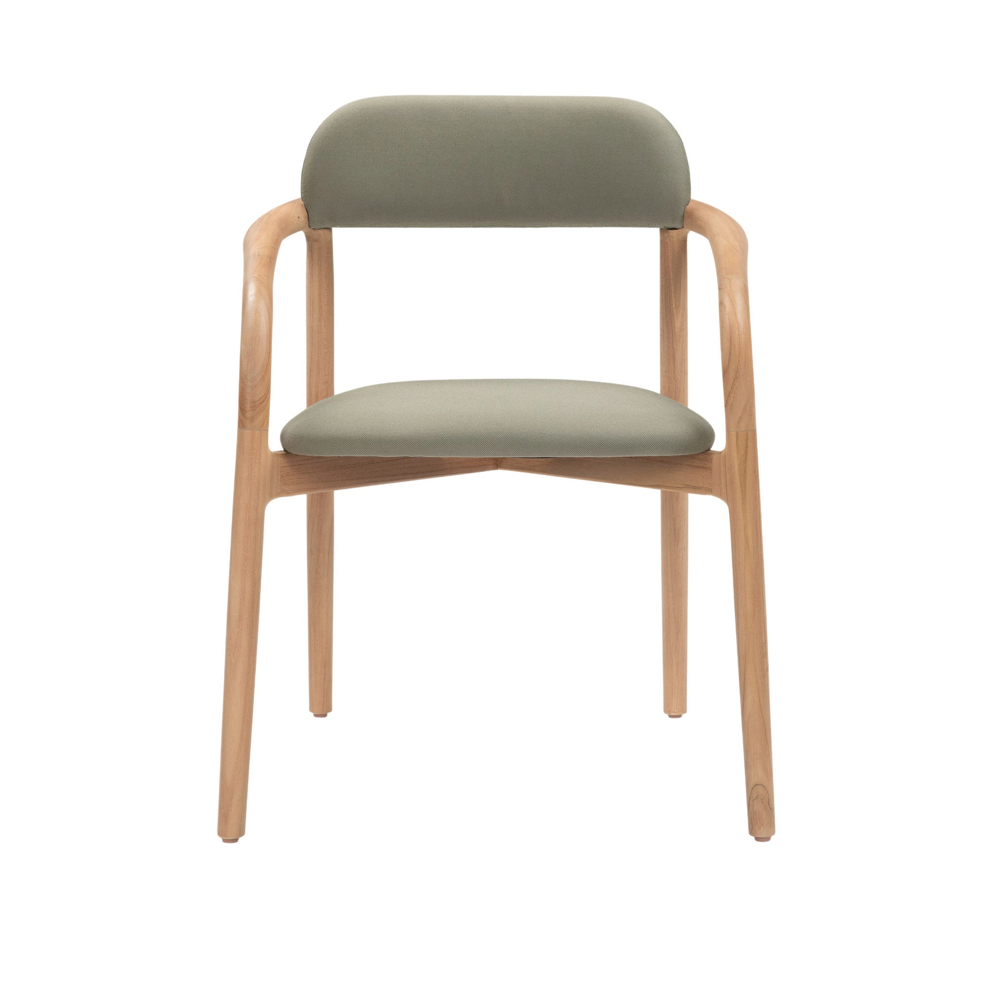 Front view of Marco Dining Chair with contoured backrest and Alga-coloured seat