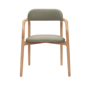 Front view of Marco Dining Chair with contoured backrest and Alga-coloured seat
