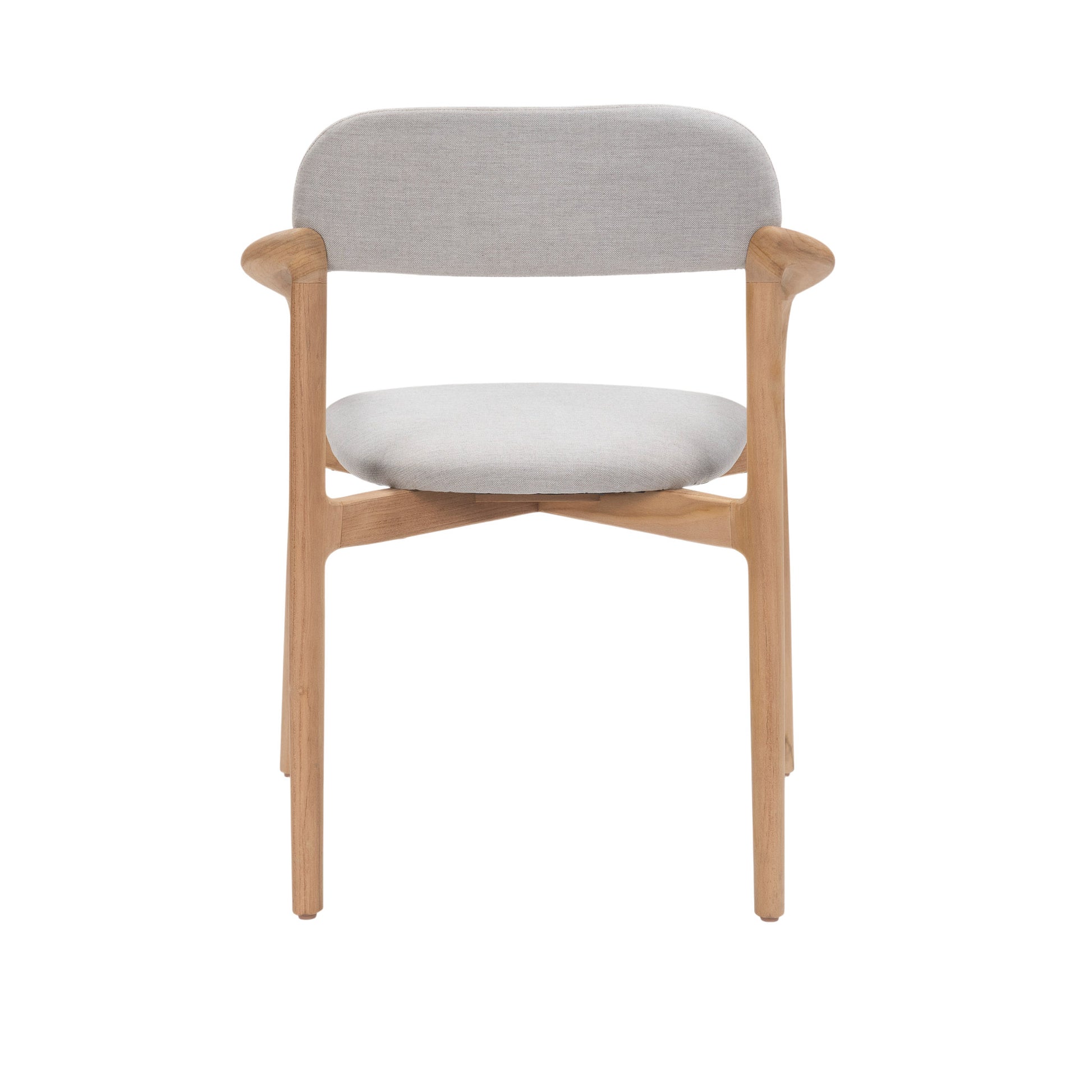 Back view of Marco Outdoor Dining Chair with curved backrest and clean mid-century lines