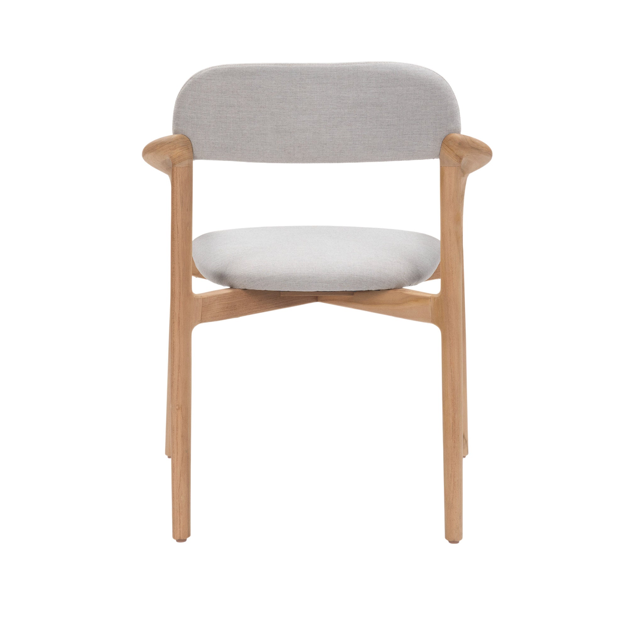 Back view of Marco Outdoor Dining Chair with curved backrest and clean mid-century lines