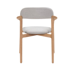 Back view of Marco Outdoor Dining Chair with curved backrest and clean mid-century lines