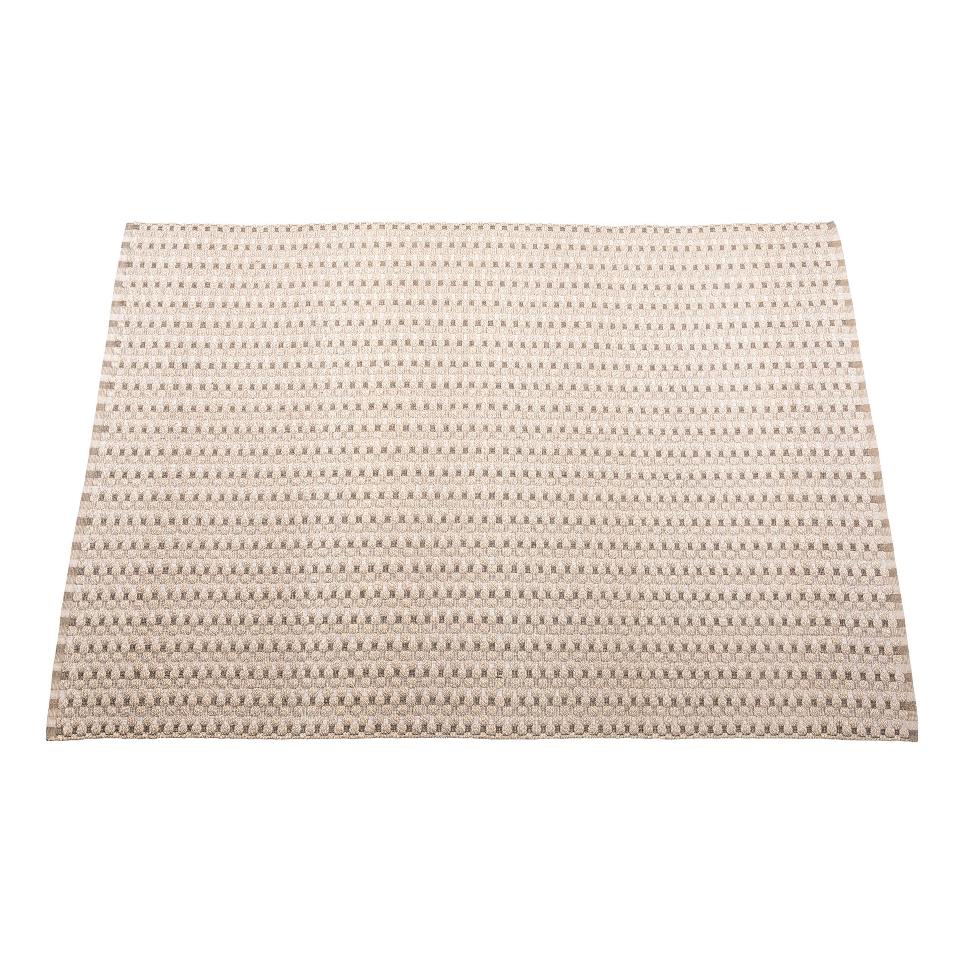 Textured square floor rug with a subtle pattern on a white background