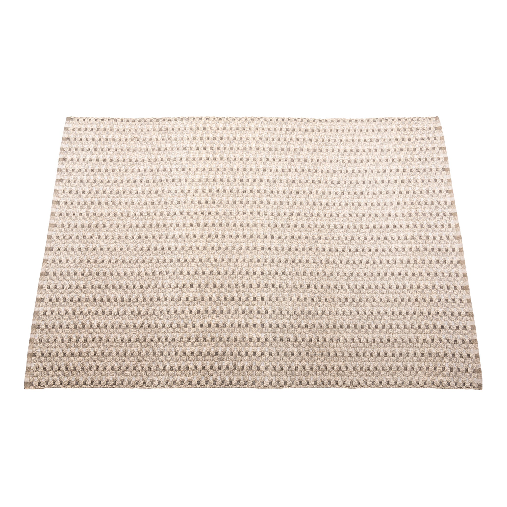 Textured square floor rug with a subtle pattern on a white background