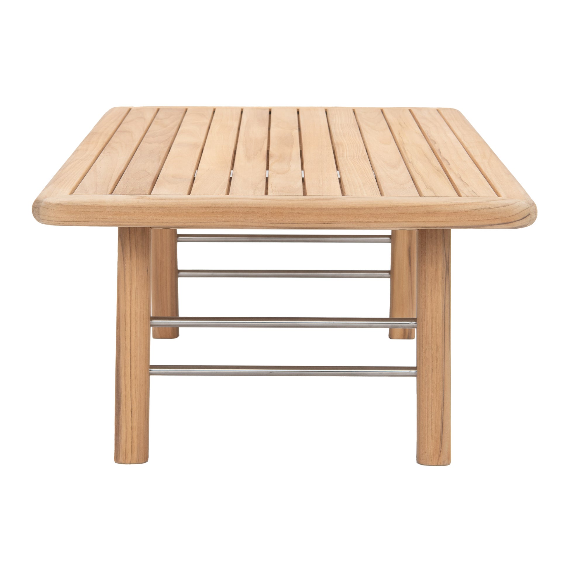 Matira teak coffee table. End view. 