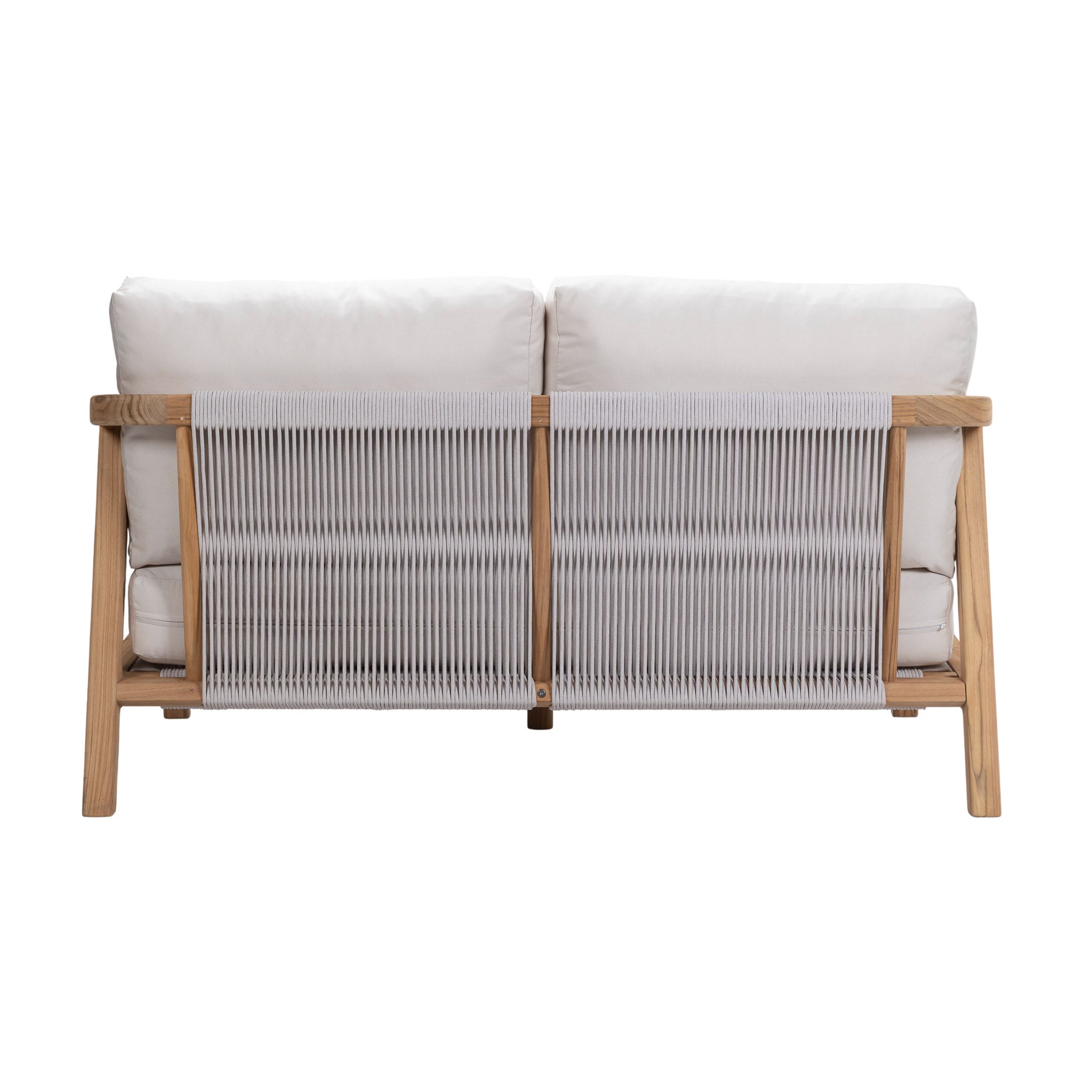 Matira teak outdoor 2 seater sofa. Rear view.
