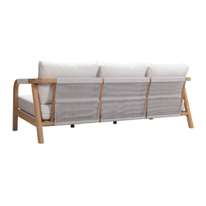 Matira teak outdoor 3-seater sofa. Rear angle view.