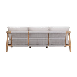 Matira teak outdoor 3-seater sofa. Rear view.
