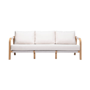 Matira teak outdoor 3-seater sofa. Front view. 