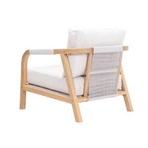 Matira teak outdoor lounge chair. Rear angle view.