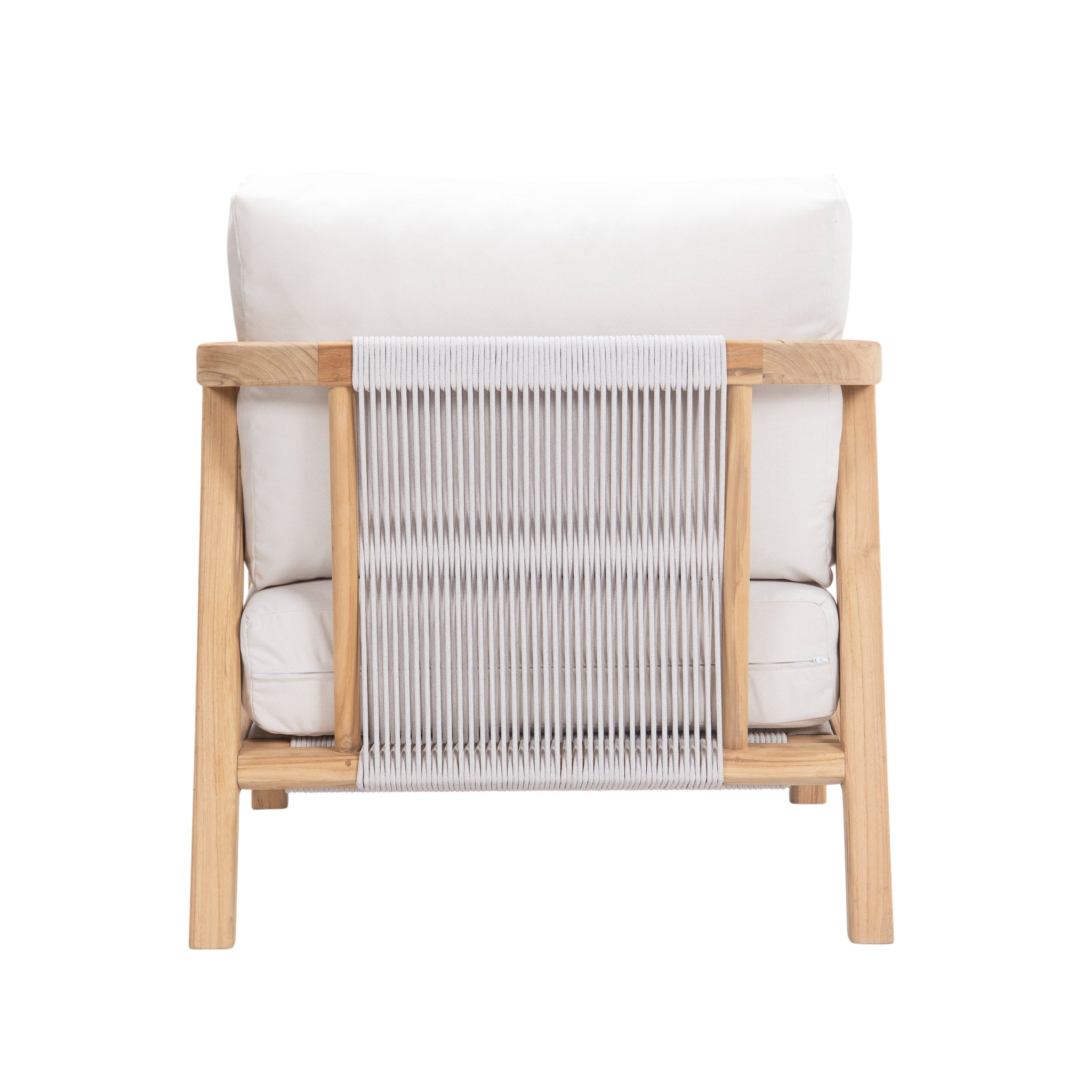 Matira teak outdoor lounge chair. Rear view.