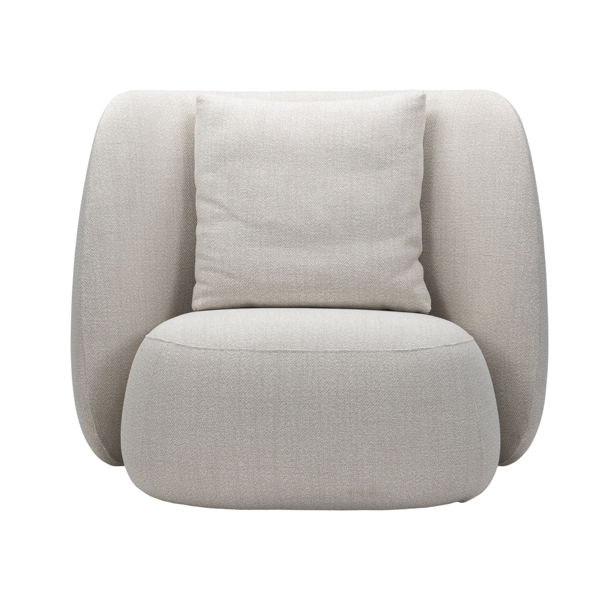 Monaco high-back lounge chair with deep plush back cushion. Front view.