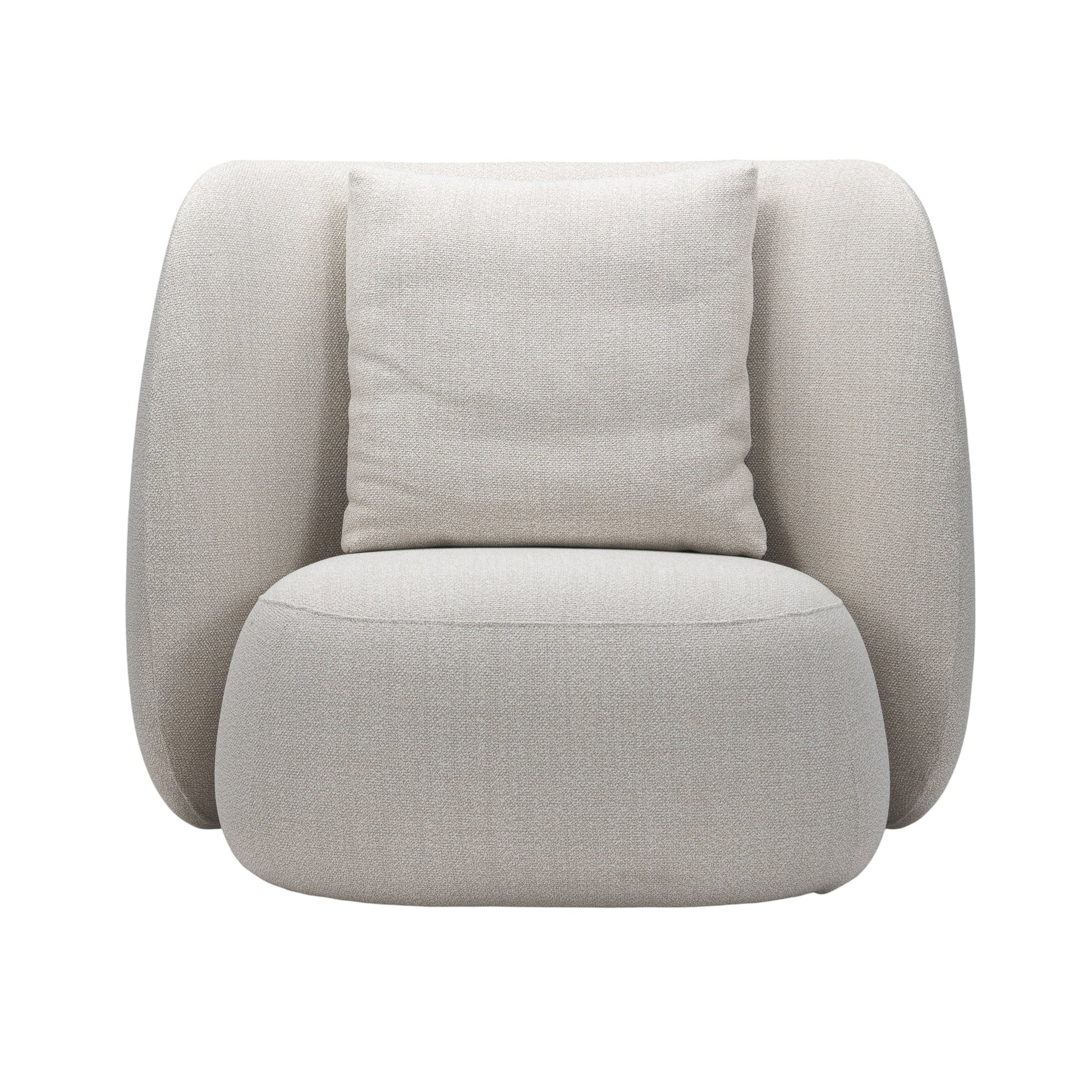 Monaco high-back lounge chair with deep plush back cushion. Front view.