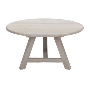 Oslo reclaimed teak round coffee 80 cm top. Front view.