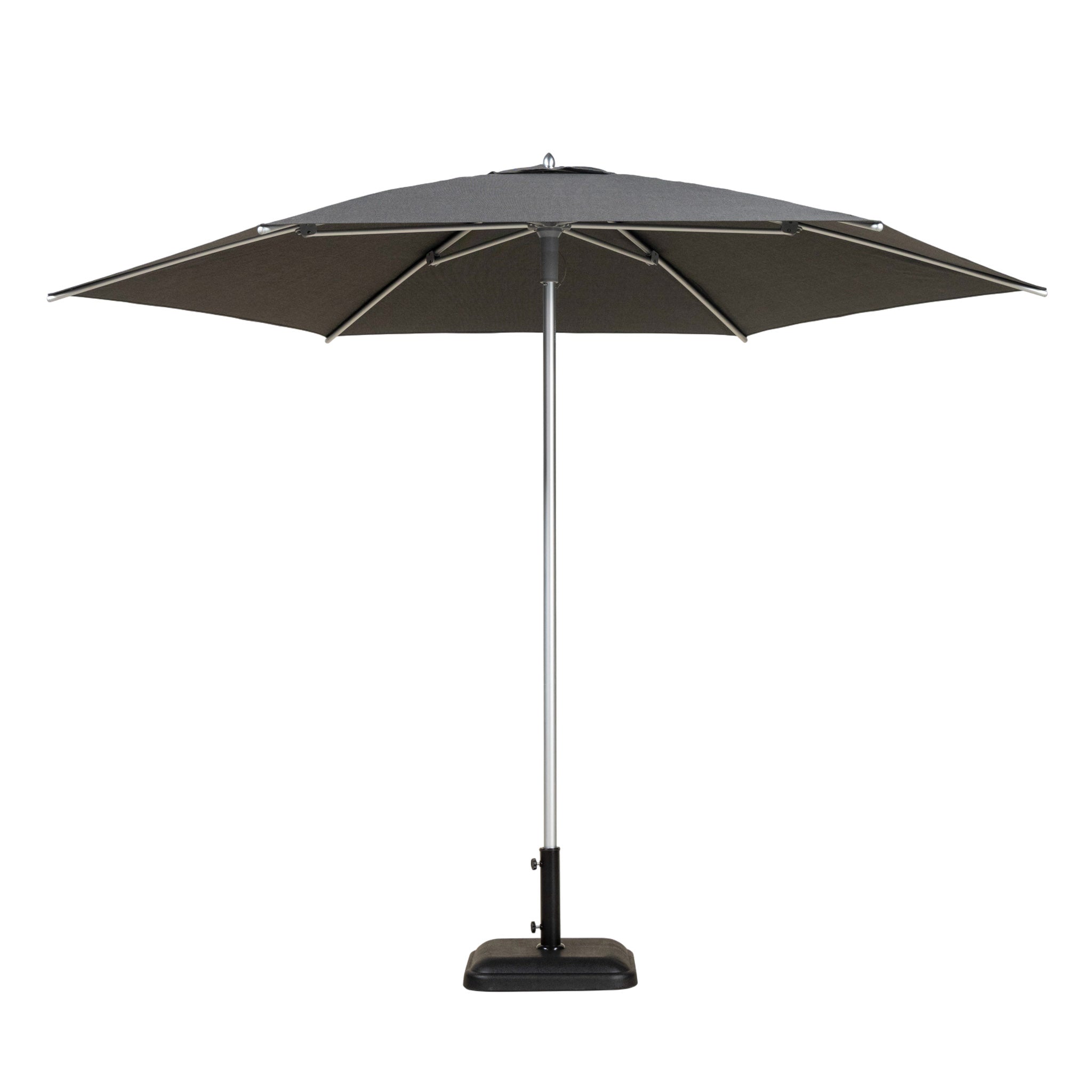 Palm Beach round outdoor umbrella with coal coloured canopy