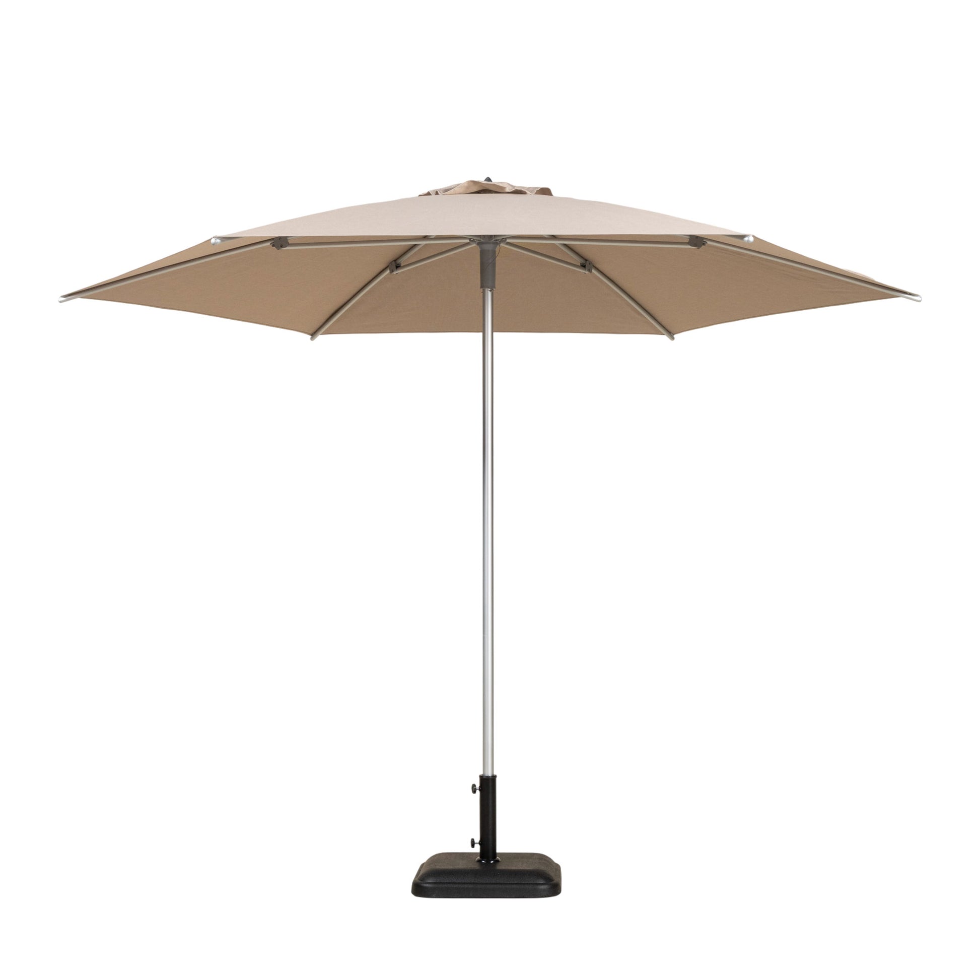 Palm Beach round outdoor umbrella with sand coloured canopy
