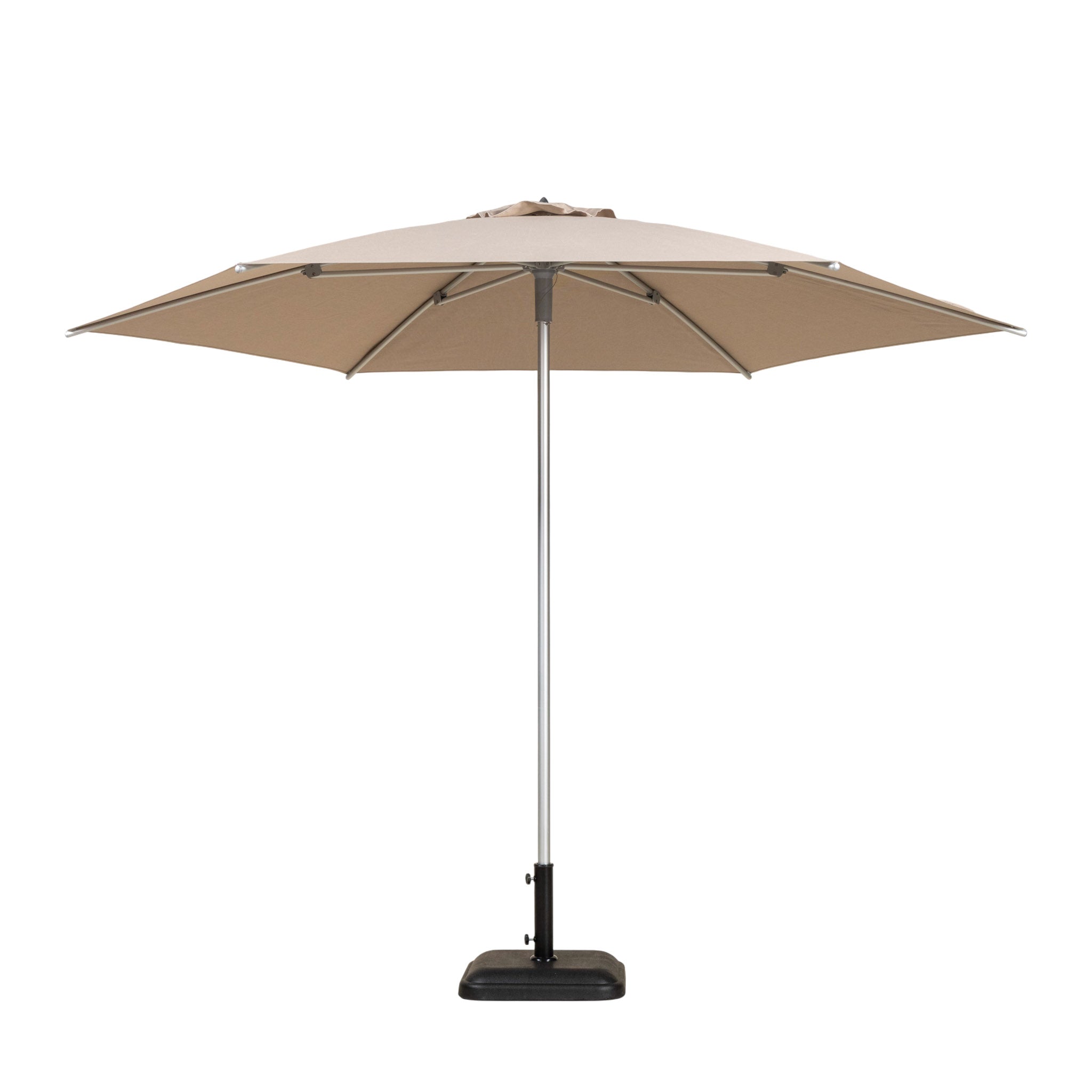 Palm Beach round outdoor umbrella with sand coloured canopy