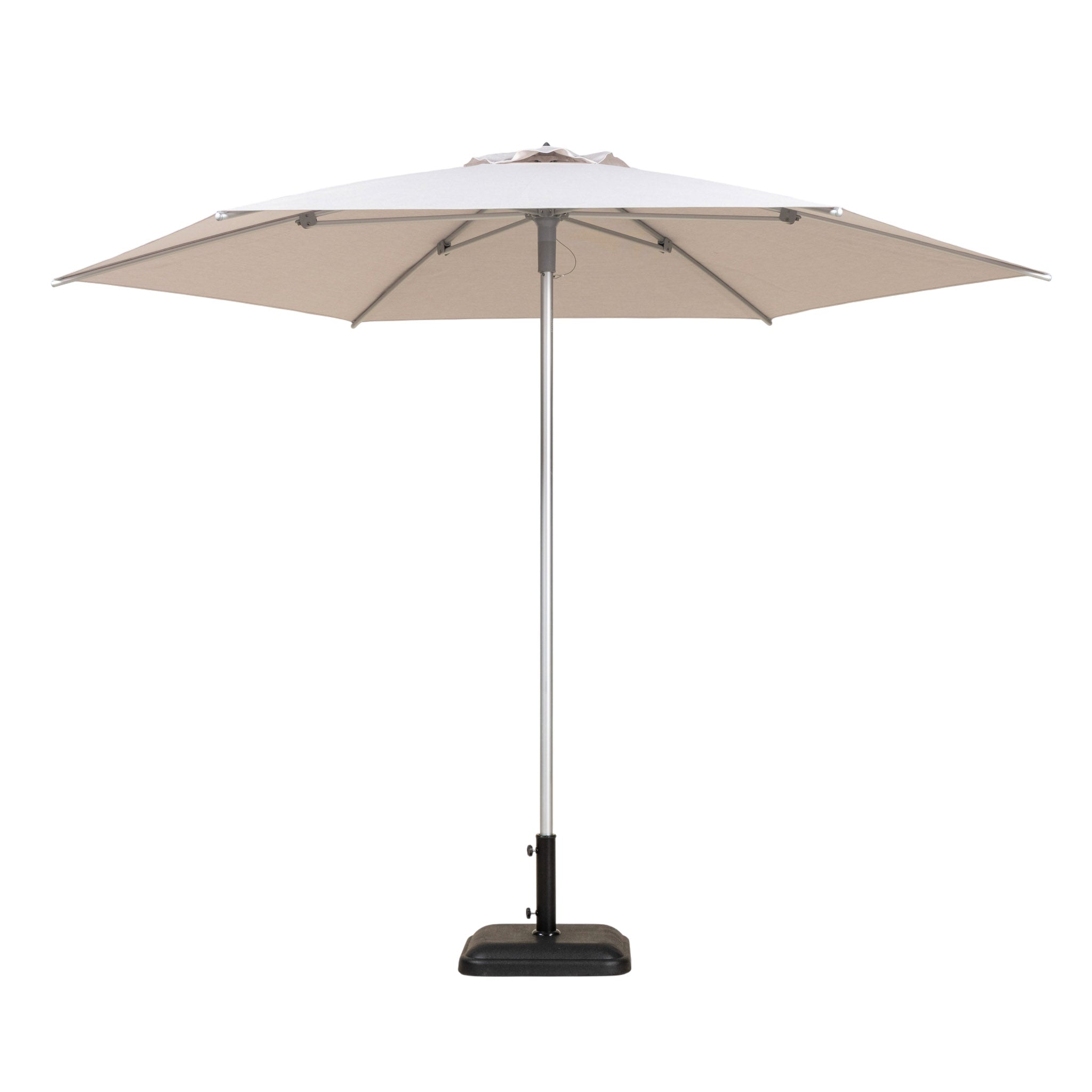 Palm Beach round outdoor umbrella with whitewash coloured canopy