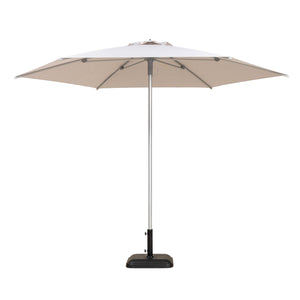 Palm Beach round outdoor umbrella with whitewash coloured canopy