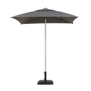 Palm Beach square outdoor umbrella with a coal coloured canopy. 